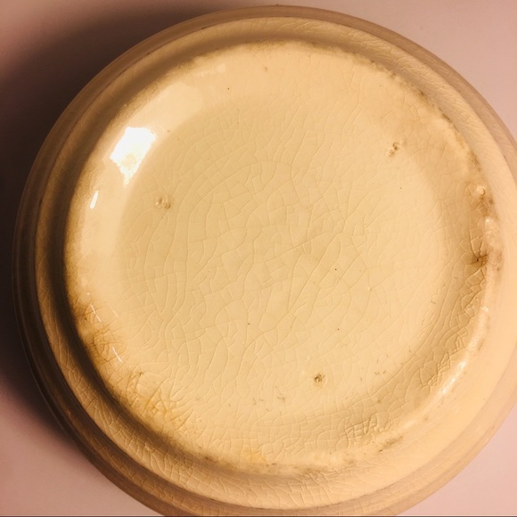 Vintage Pink Blue Stripe Yellow Ware Nesting Bowl - Picture 2 of 6